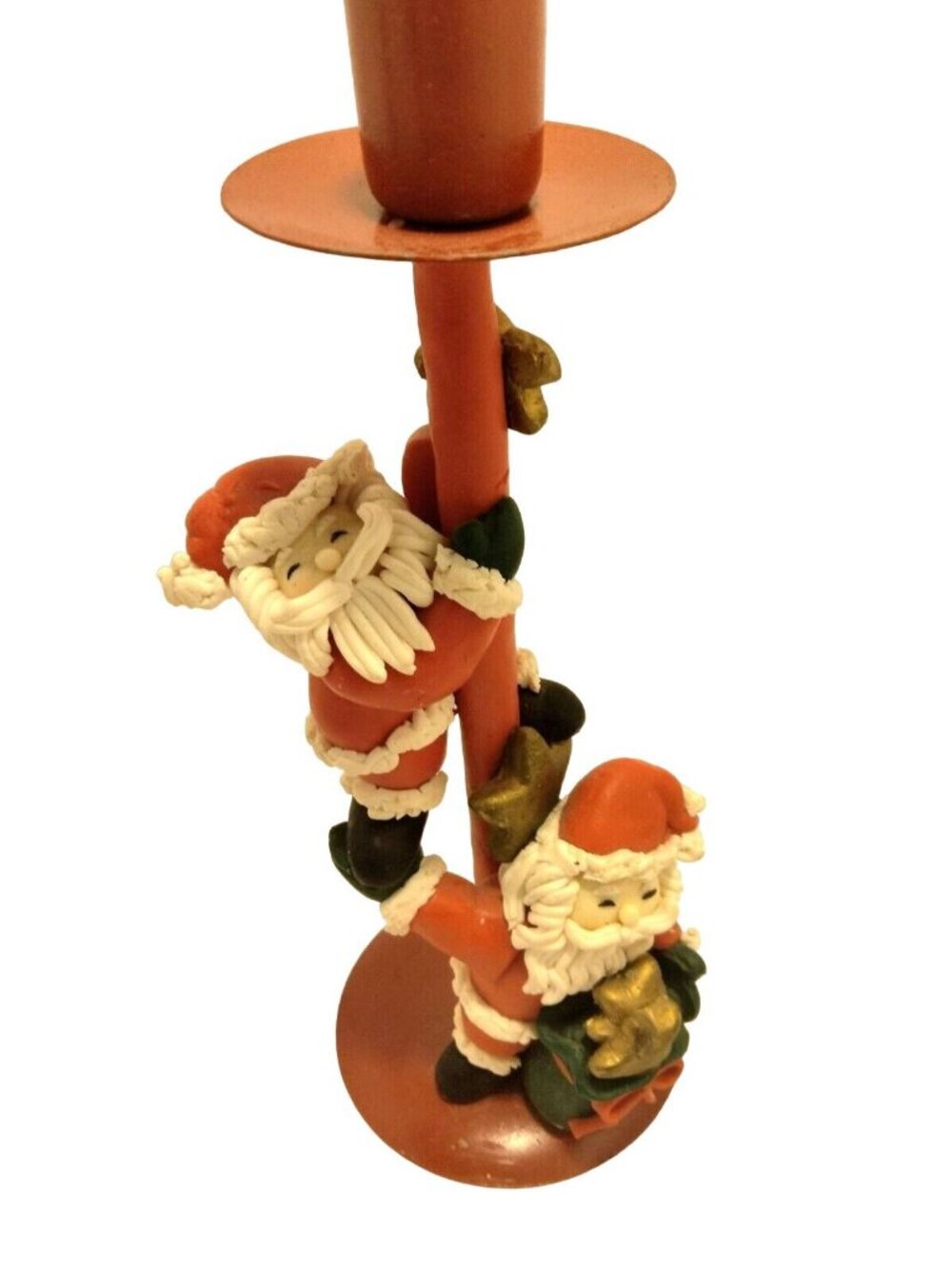 Santa Claus Candlestick Holder Climbing Figures Taper Whimsical Holiday Decor